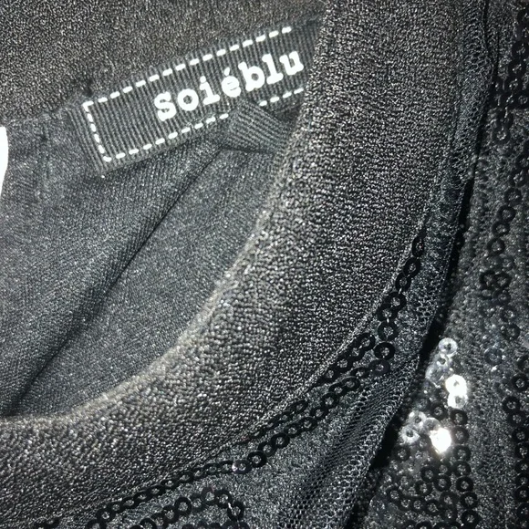 NWOT Soieblu black form fitting sequin dress Large - Picture 3 of 5